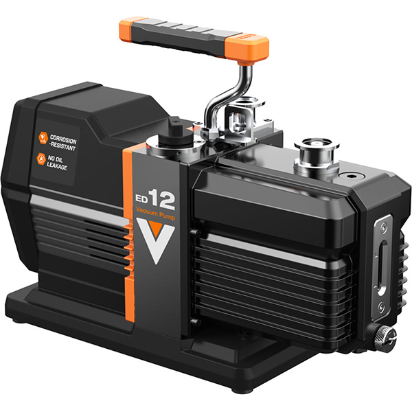 ED12 - NAVAC ED12 EcoDrive Rotary Vane Pump, 2 stage, KF25 Inlet Flange, 5.9CFM / 10M^3/HR, 115V / 60 Hz, Single Phase, DC Motor, One charge of hydrocarbon oil included, US power cable included
