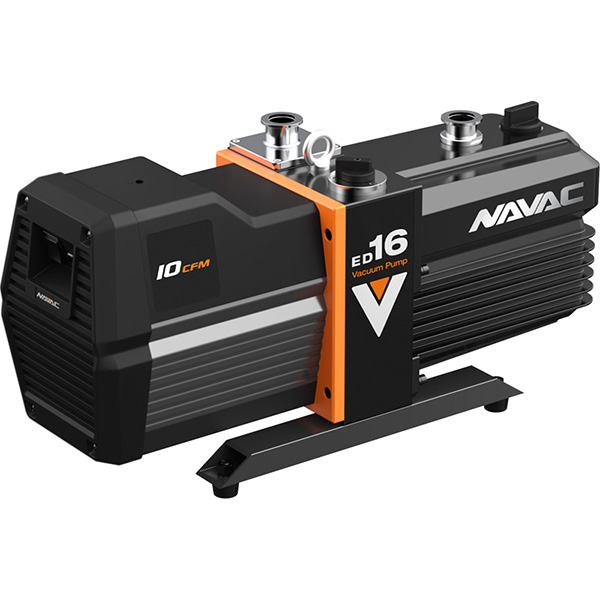 ED16 - NAVAC ED16 EcoDrive Rotary Vane Pump, 2 stage, KF25 Inlet Flange, 9.4CFM / 16M^3/HR, 115V / 60 Hz, Single Phase, DC Motor, One charge of hydrocarbon oil included, US power cable included